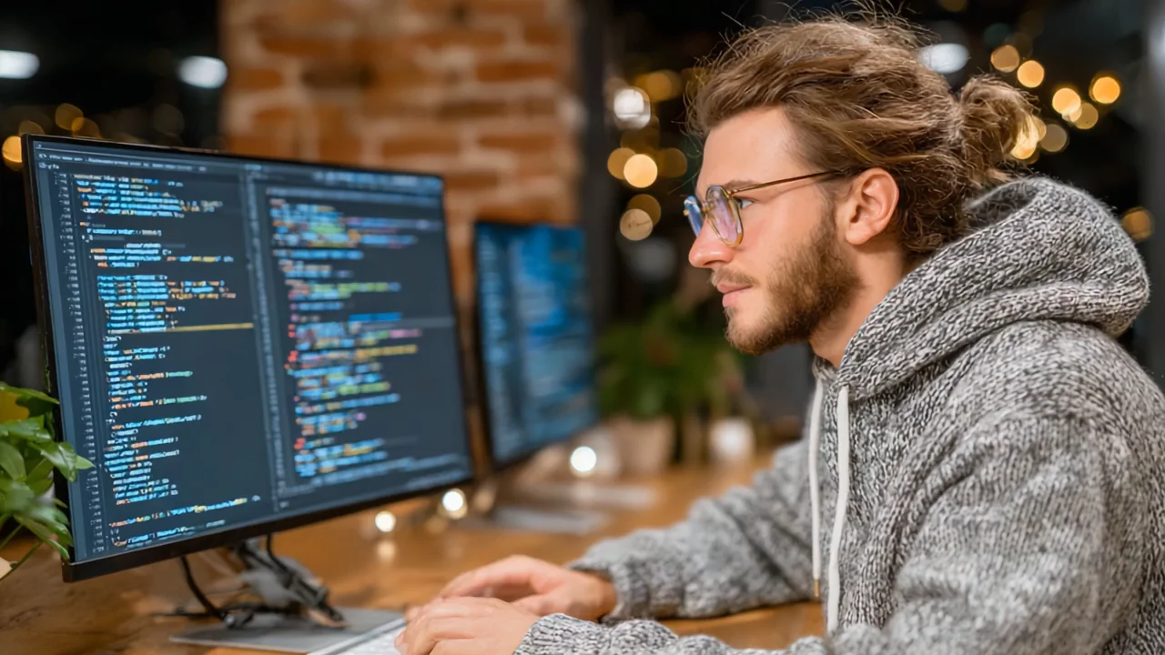 Entwickler bei der Arbeit im Cafe
