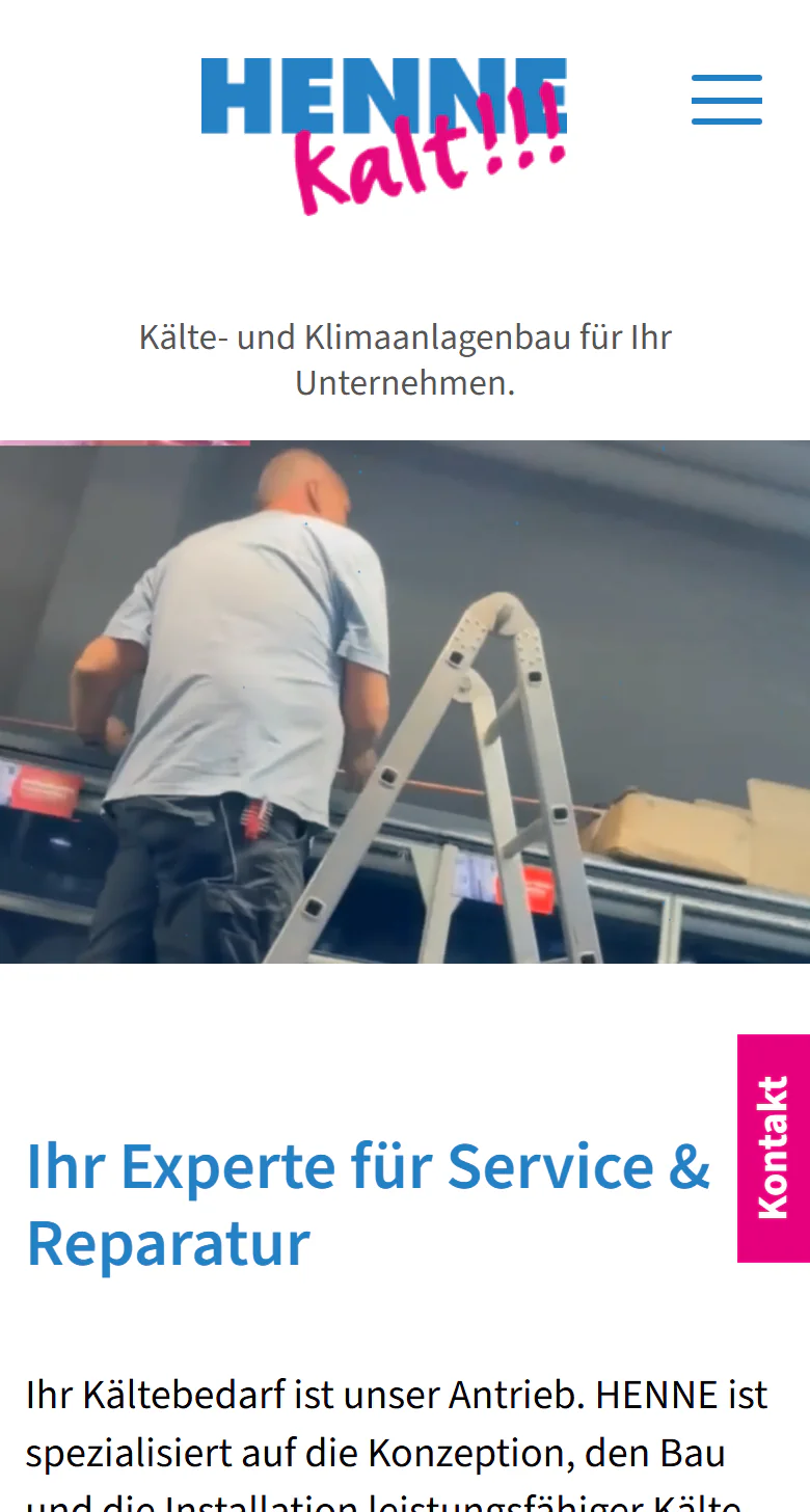 Website der HENNE GmbH für Kälte- und Klimaanlagenbau
