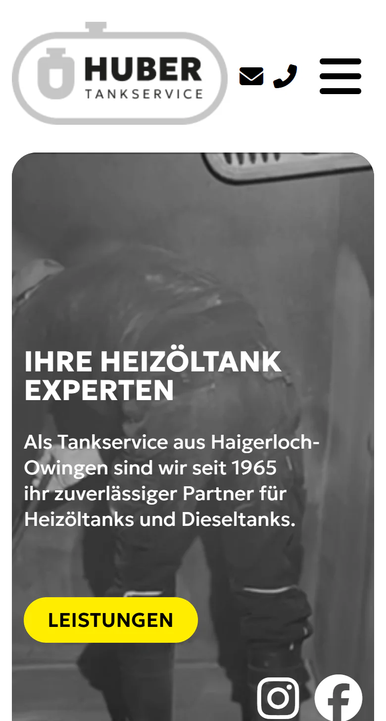 Website von Huber Tankservice e.K.