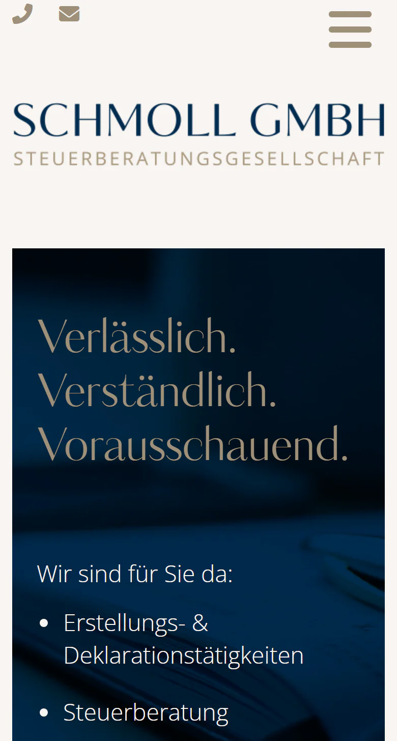 Website der Schmoll Steuerberatungsgesellschaft mbH