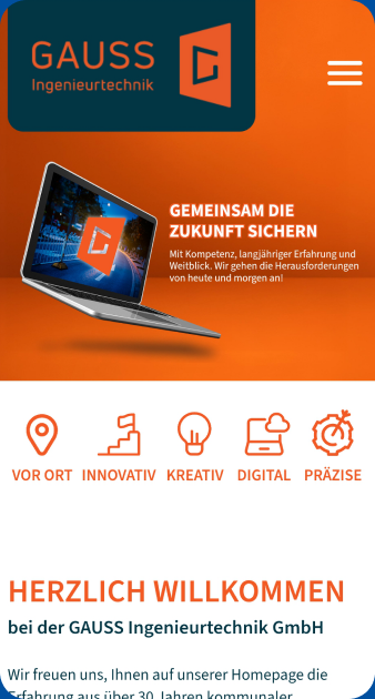 Website von Gauss Ingenieurtechnik